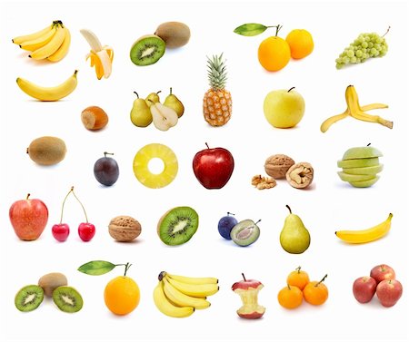 simsearch:859-03600296,k - collection of various fruits on white background. each one is in full cameras resolution Stock Photo - Budget Royalty-Free & Subscription, Code: 400-04765512