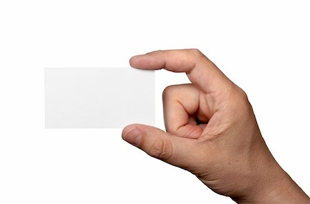 close up of hand holding blank note paper, on white background with clipping path Stock Photo - Budget Royalty-Free & Subscription, Code: 400-04765526