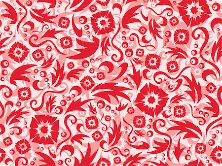 simsearch:400-06082540,k - Red seamless flower pattern for a fabric Fotografie stock - Microstock e Abbonamento, Codice: 400-04765927