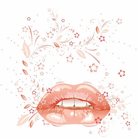 sexual parted lips painted pink lipstick. Illustration Stock Photo - Budget Royalty-Free & Subscription, Code: 400-04765971