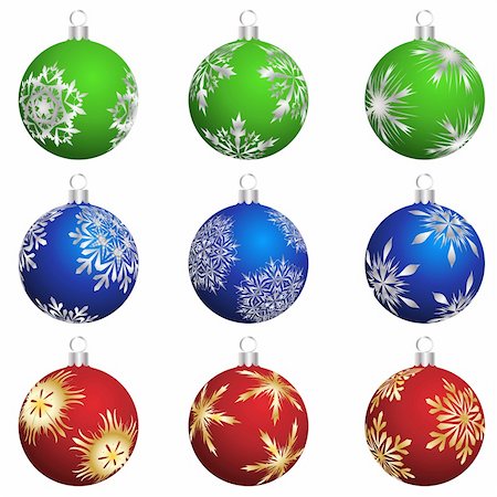 simsearch:400-04075707,k - Set of Christmas (New Year) balls for design use. Vector illustration. Stock Photo - Budget Royalty-Free & Subscription, Code: 400-04766038