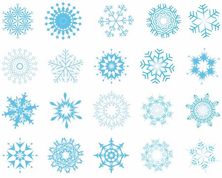 simsearch:400-07213325,k - Collection of vector snowflakes in different shape Fotografie stock - Microstock e Abbonamento, Codice: 400-04766040