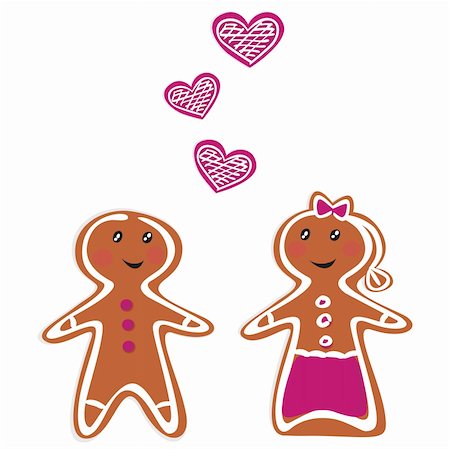 A vector illustration of a gingerbread man and woman Stock Photo - Budget Royalty-Free & Subscription, Code: 400-04766061