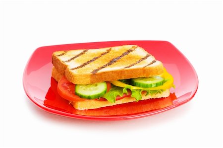 simsearch:400-04054010,k - Plate with tasty sandwich isolated on white Photographie de stock - Aubaine LD & Abonnement, Code: 400-04766076