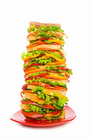 simsearch:400-07568675,k - Huge sandwich isolated on the white background Foto de stock - Super Valor sin royalties y Suscripción, Código: 400-04766093