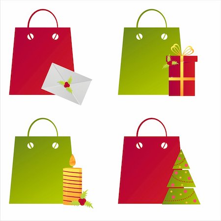 simsearch:400-05725983,k - set of 4 christmas shopping bags Foto de stock - Royalty-Free Super Valor e Assinatura, Número: 400-04766406