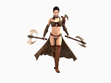 soldier character - 3d illustration of a barbarian woman isolated on white Stock Photo - Budget Royalty-Free & Subscription, Code: 400-04766553