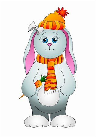 simsearch:400-04752168,k - Illustration: a toy doe-rabbit with a carrot Stock Photo - Budget Royalty-Free & Subscription, Code: 400-04766666