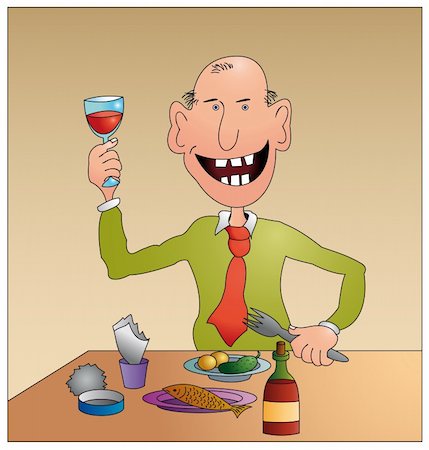 Cheerful bald man speaks a toast to your health :) Stock Photo - Budget Royalty-Free & Subscription, Code: 400-04766727