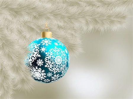 round ornament hanging of a tree - Neutral color card christmas-tree and decoration ball. EPS 8 vector file included Stock Photo - Budget Royalty-Free & Subscription, Code: 400-04766747