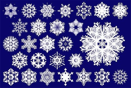 Collection of snowflakes for your design on blue background Fotografie stock - Microstock e Abbonamento, Codice: 400-04766785