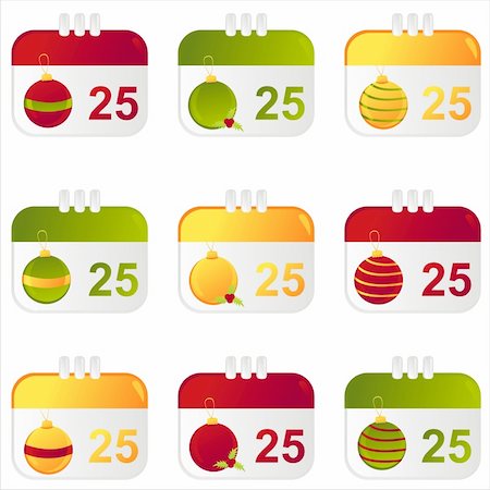 simsearch:400-05725983,k - set of 9 christmas calendar icons Foto de stock - Royalty-Free Super Valor e Assinatura, Número: 400-04766989