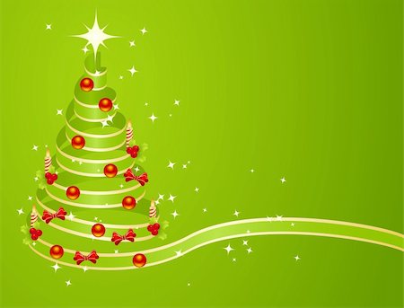 Green christmas tree from ribbon vector background Stock Photo - Budget Royalty-Free & Subscription, Code: 400-04767268