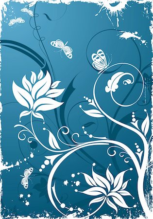 simsearch:400-04869919,k - Grunge floral frame with butterfly, element for design, vector illustration Foto de stock - Super Valor sin royalties y Suscripción, Código: 400-04767345