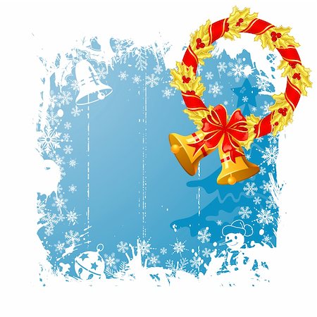 simsearch:400-05752422,k - Grunge Christmas frame with wreath, snowflakes, bell, element for design, vector illustration Photographie de stock - Aubaine LD & Abonnement, Code: 400-04767356