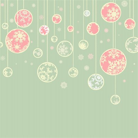 simsearch:400-04762703,k - Retro christmas template with ball and snowflakes for vintage card design. EPS 8 vector file included Stock Photo - Budget Royalty-Free & Subscription, Code: 400-04767427