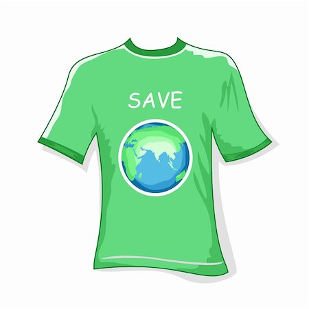 illustration of save earth t shirt on white background Stock Photo - Budget Royalty-Free & Subscription, Code: 400-04767511