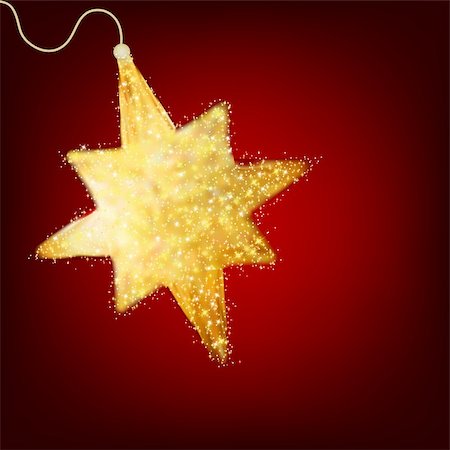 simsearch:400-05314491,k - Christmas decoration, holiday background with golden star - postcard with a twinkling gold star. EPS 8 vector file included Photographie de stock - Aubaine LD & Abonnement, Code: 400-04767598