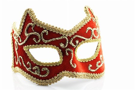 Red venetian carnival mask isolated on white Stock Photo - Budget Royalty-Free & Subscription, Code: 400-04767602
