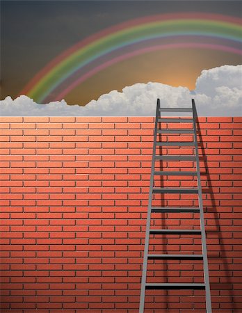 simsearch:400-04029058,k - Ladder leans on wall with sky Stock Photo - Budget Royalty-Free & Subscription, Code: 400-04767744