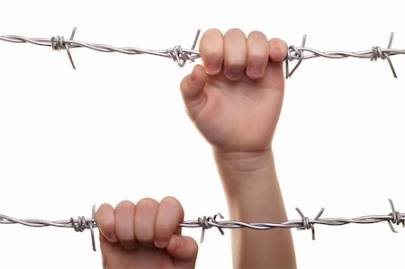 siege - child hand on barbed wire Stock Photo - Budget Royalty-Free & Subscription, Code: 400-04767828