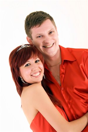Young couple in red as a concept of love and passion Stockbilder - Microstock & Abonnement, Bildnummer: 400-04768275
