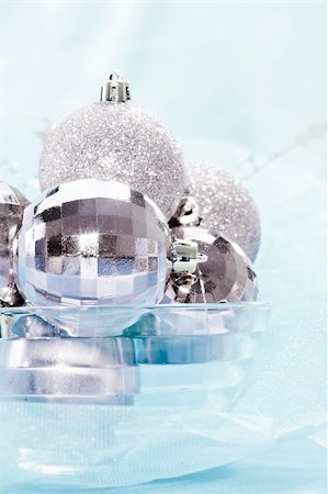 Holiday series: christmas silver ball and garland in bowl Stock Photo - Budget Royalty-Free & Subscription, Code: 400-04768332