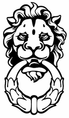 door lion - Lion head as door-handle. Vector illustration Stock Photo - Budget Royalty-Free & Subscription, Code: 400-04768605