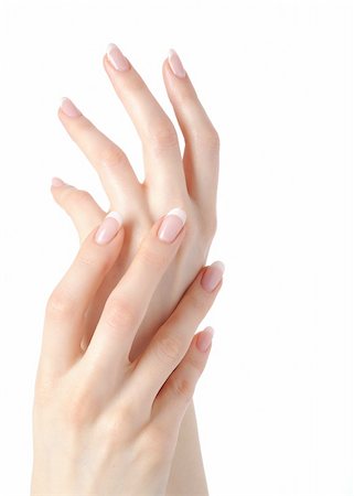 simsearch:400-06061806,k - Beautiful hands with perfect nail french manicure. isolated on white background Stock Photo - Budget Royalty-Free & Subscription, Code: 400-04768743