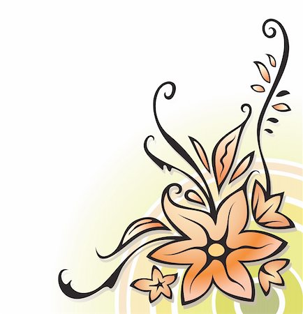 Floral decoration, ornamental corner, element for design, vector illustration Foto de stock - Super Valor sin royalties y Suscripción, Código: 400-04768917