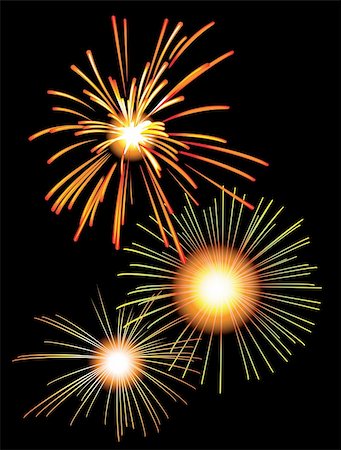 fireworks vector art - Fireworks, holiday salute in the night sky, vector illustration Foto de stock - Super Valor sin royalties y Suscripción, Código: 400-04768920