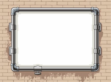 simsearch:400-05325243,k - Template of a photo frame made of steel pipes, against a backdrop of a brick wall, vector illustration Photographie de stock - Aubaine LD & Abonnement, Code: 400-04768948