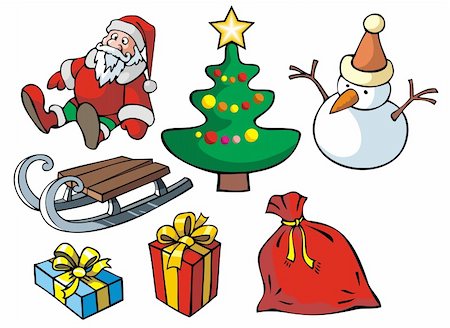 simsearch:400-04195359,k - Set of Christmas objects, vector illustration Foto de stock - Super Valor sin royalties y Suscripción, Código: 400-04768963