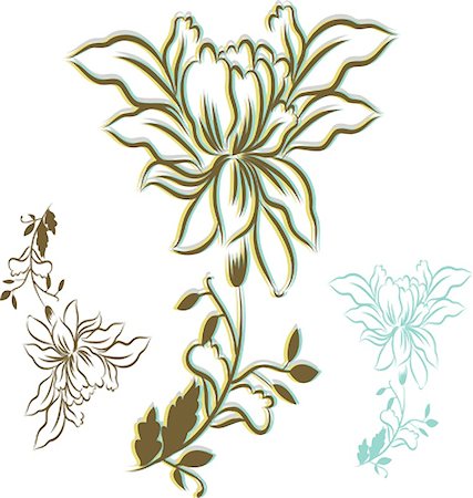 embroidery drawing flower image - Vintage Embroidery flowers Photographie de stock - Aubaine LD & Abonnement, Code: 400-04768998