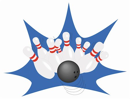 simsearch:400-04309950,k - Bowling ball and falling bowling pins. Foto de stock - Royalty-Free Super Valor e Assinatura, Número: 400-04769119