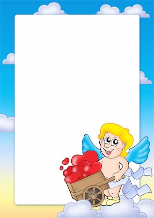 simsearch:400-04267372,k - Valentine frame with Cupid 2 - color illustration. Photographie de stock - Aubaine LD & Abonnement, Code: 400-04769467