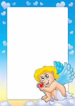 simsearch:400-05913687,k - Valentine frame with Cupid 6 - color illustration. Foto de stock - Super Valor sin royalties y Suscripción, Código: 400-04769468