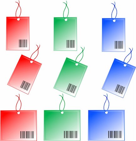 reading label product - colorful Price tags with barcode isolated on a white background Stock Photo - Budget Royalty-Free & Subscription, Code: 400-04769787