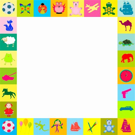 school kindergarten wallpapers - Frame with toys for kids Stock Photo - Budget Royalty-Free & Subscription, Code: 400-04769927