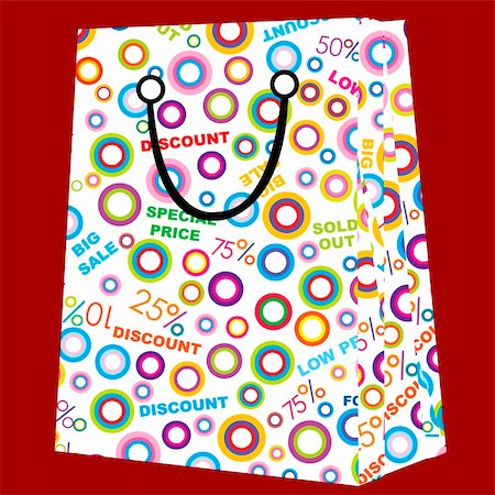 Shopping bag with sale announcements Stock Photo - Budget Royalty-Free & Subscription, Code: 400-04769946