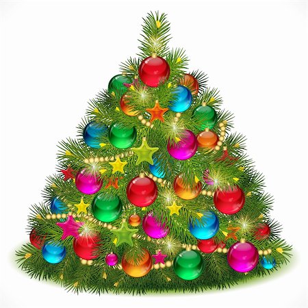 sparklers vector - Lush Christmas tree vector image Stock Photo - Budget Royalty-Free & Subscription, Code: 400-04760024