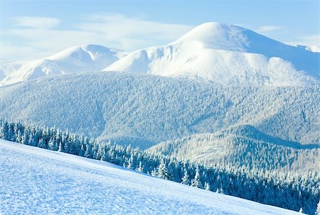 simsearch:400-04319458,k - Winter Goverla Mount view and snow surface on mountainside in front.  (Carpathian Mountains, Ukraine) Stock Photo - Budget Royalty-Free & Subscription, Code: 400-04760082