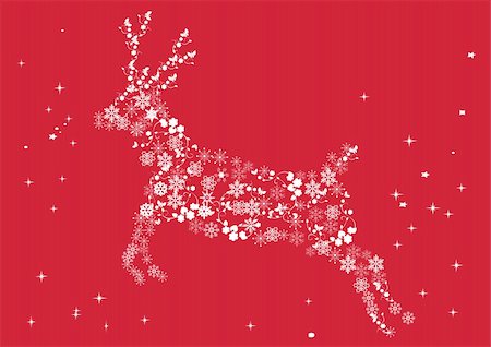deer ornament - vector illustration of beautiful reindeer made of snowflakes and flowers Stock Photo - Budget Royalty-Free & Subscription, Code: 400-04760192