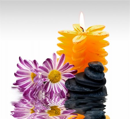 stones and flowers in water on white background Photographie de stock - Aubaine LD & Abonnement, Code: 400-04760936