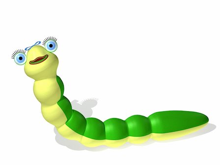 Three-dimensional cartoon  of a caterpillar on a white background Stock Photo - Budget Royalty-Free & Subscription, Code: 400-04760947