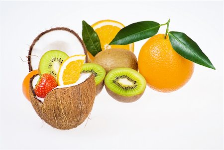 simsearch:400-04433511,k - Fresh exotic fruits over white background Stock Photo - Budget Royalty-Free & Subscription, Code: 400-04760995
