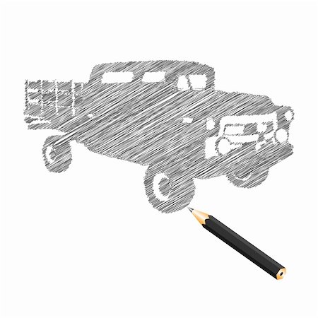 Hand-drown car sketch, vector illustration Stock Photo - Budget Royalty-Free & Subscription, Code: 400-04761066