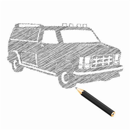 simsearch:400-07622068,k - Hand-drown car sketch, vector illustration Stock Photo - Budget Royalty-Free & Subscription, Code: 400-04761068