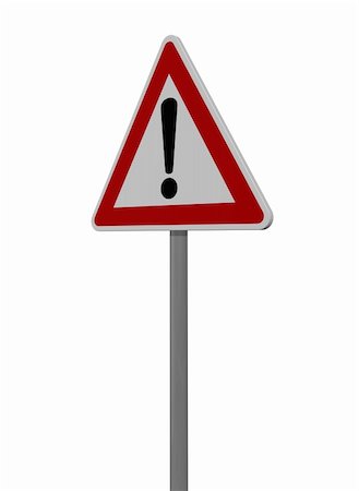 simsearch:400-04480527,k - warning roadsign on white background - 3d illustration Stock Photo - Budget Royalty-Free & Subscription, Code: 400-04761075