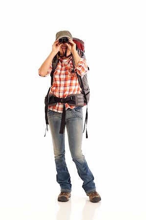 simsearch:400-06700048,k - Hiker looking through binoculars Stock Photo - Budget Royalty-Free & Subscription, Code: 400-04761394